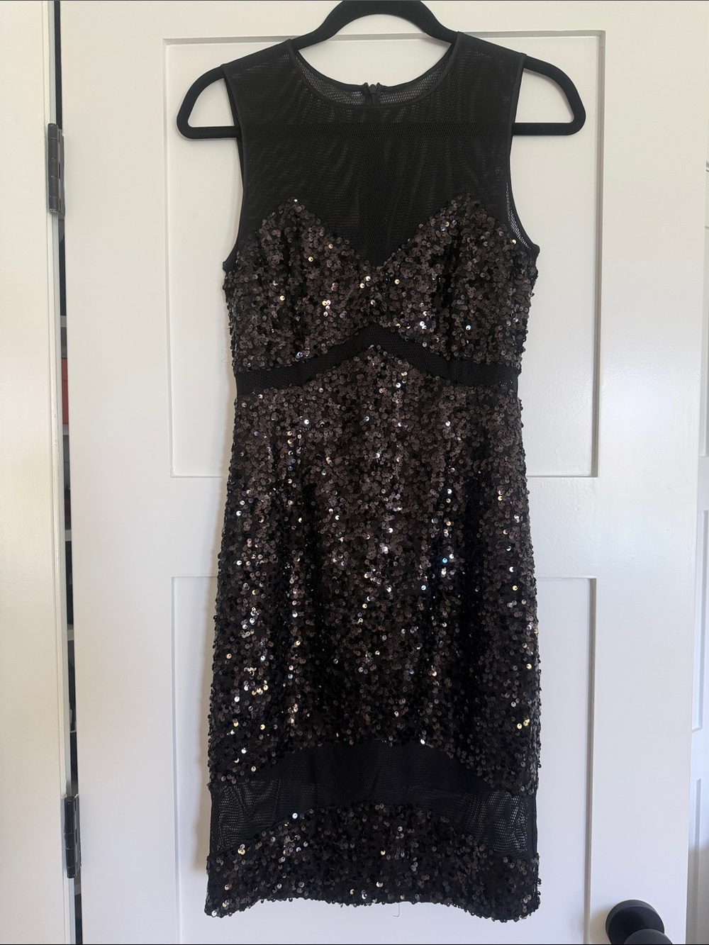 JAYGODFREY Black Sequin Mesh Mini Dress